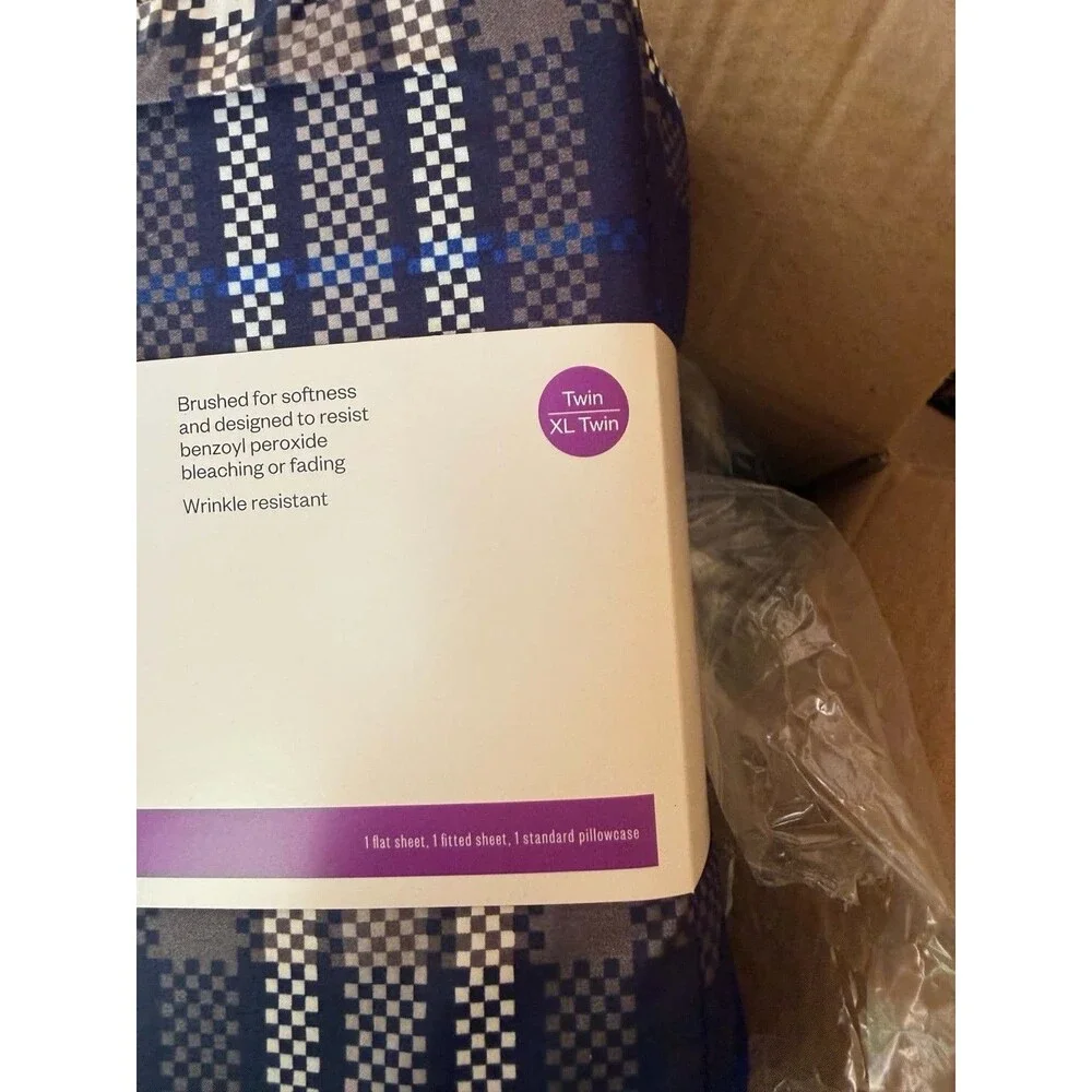 Room Essentials Twin/Twin XL Microfiber Sheet Set Blue Green Plaid New